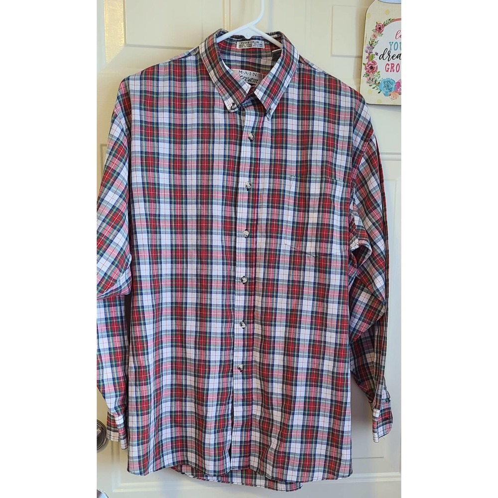 Vintage Holiday Plaid button up shirt L 16 - 16.5